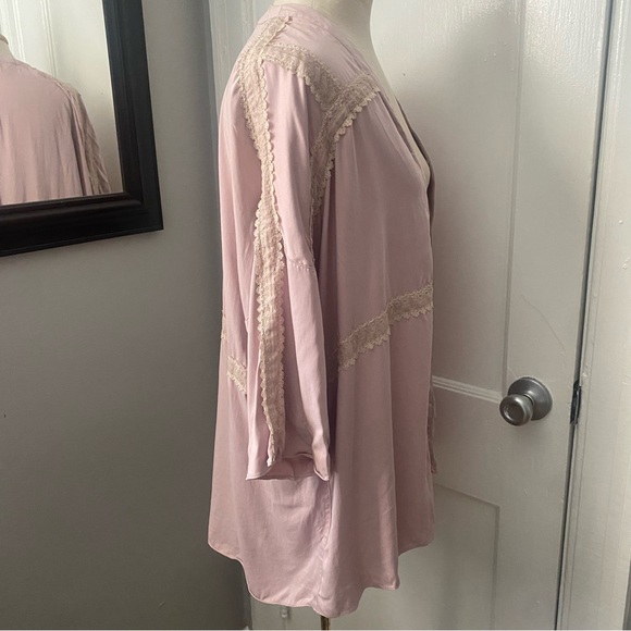 Logo Lavish Lori Goldstein short sleeve kimono wrap open cardigan mauve lace - Picture 8 of 15